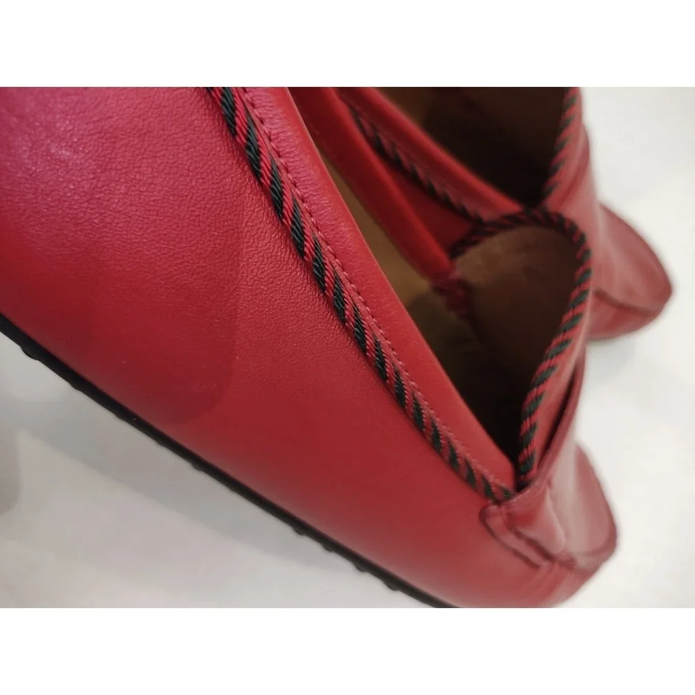 Gucci Red Leather Drivers with Bee Accent & Red Black Trim #49117 Men's Size 7.5